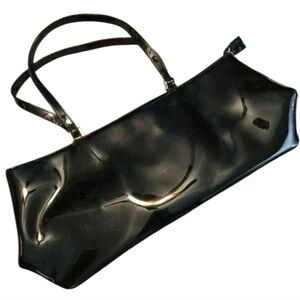 Preston and York Black Vintage Patent Leather Evening Cocktail Handbag